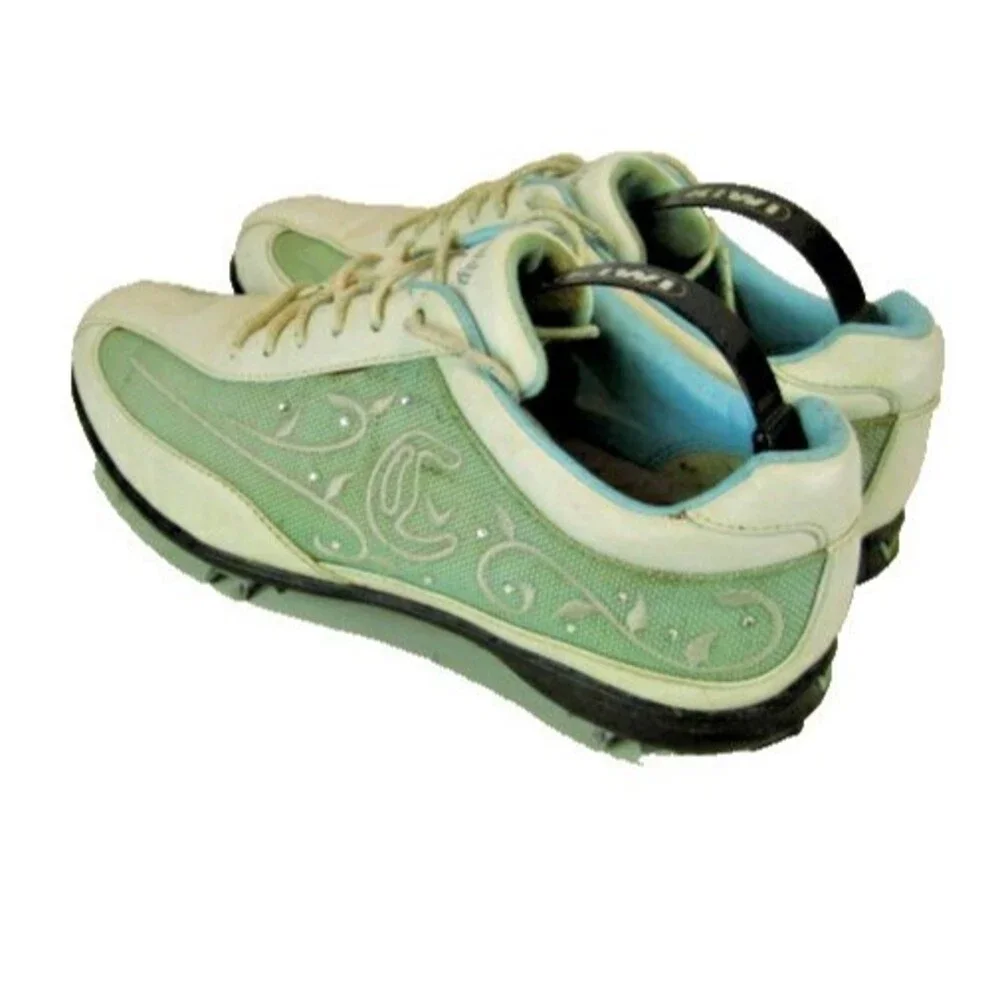 Womens Shabby Chic Callaway Golf Shoes White/Blue Embroidery Rhinestones Sz 7